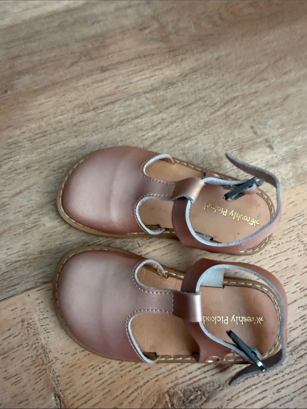 Freshly Picked Rose Gold Leather Baby Walker Sandals